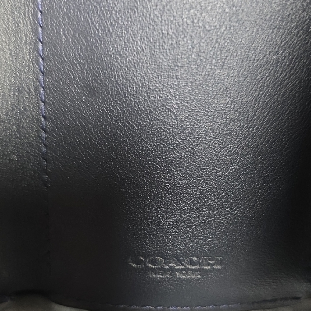 Coach Compact Tri-fold Navy Signature Wallet - Picture 6 of 16